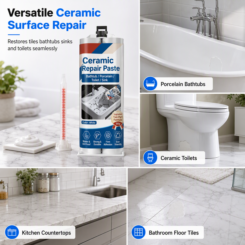 📢📢LIMITED-TIME 50% OFF⏰🏠 Ceramic Tile Repair Paste – Restore Cracks & Chips Easily With A DIY Waterproof Repair Solution 🛠️
