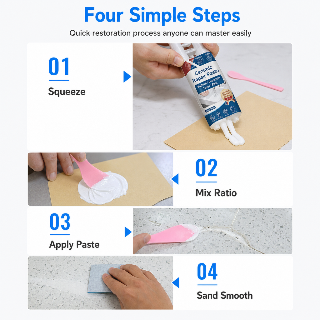 📢📢LIMITED-TIME 50% OFF⏰🏠 Ceramic Tile Repair Paste – Restore Cracks & Chips Easily With A DIY Waterproof Repair Solution 🛠️