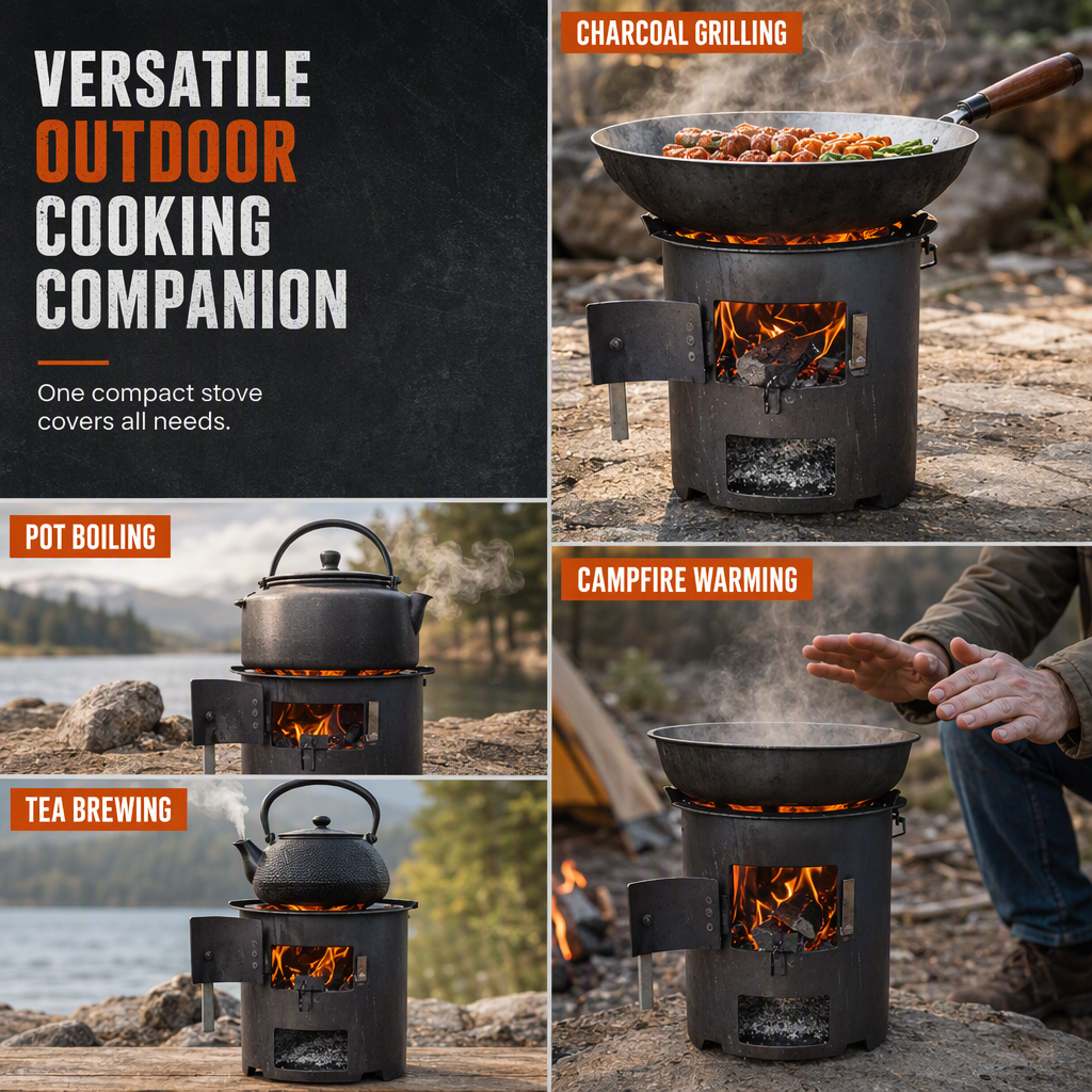 🔥 LIMITED-TIME 50% OFF! ⛺ Multifunctional Portable Wood & Charcoal Stove – Rust Resistant, Camping BBQ & Heating ✨