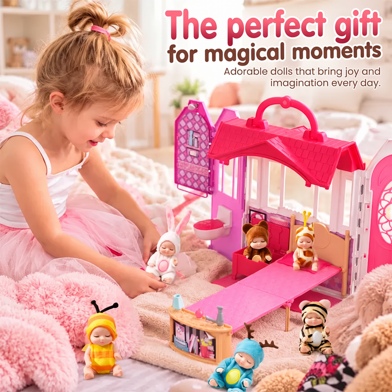 🎁50% OFF NOW! Mini Reborn Baby Dolls Set – Lifelike Realistic Tiny Dolls with Cute Animal Bathrobe Outfits, Perfect Kids Gift Box
