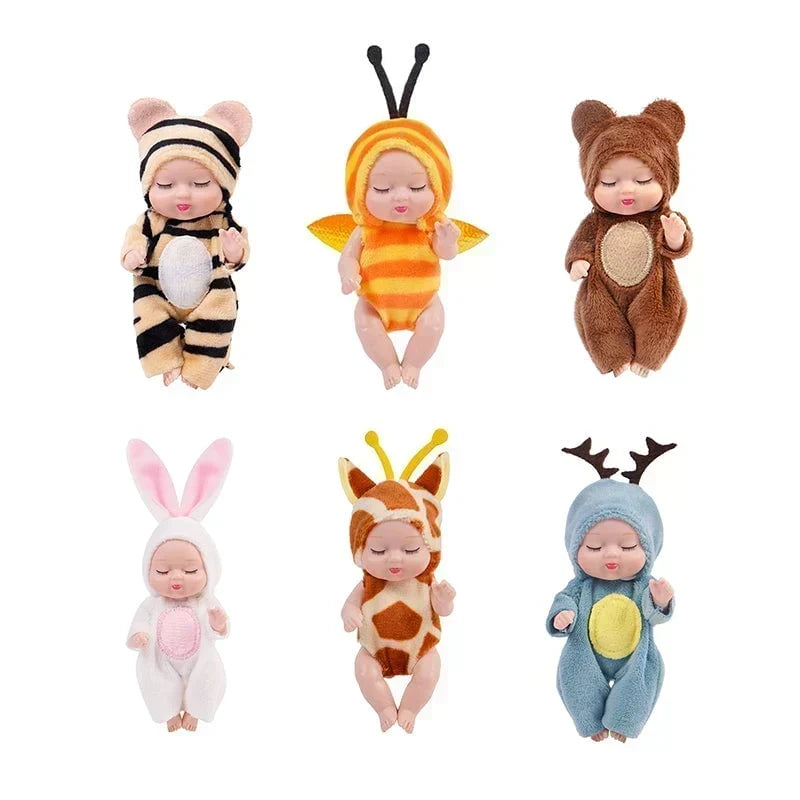 🎁50% OFF NOW! Mini Reborn Baby Dolls Set – Lifelike Realistic Tiny Dolls with Cute Animal Bathrobe Outfits, Perfect Kids Gift Box