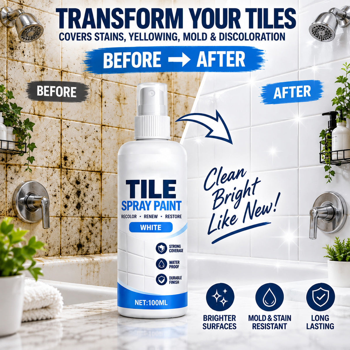🔥HOT SALE🎨Tile Renewal Spray Paint – Recolor & Refresh - 50% OFF!!!
