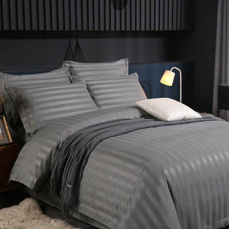 🛏️ LIMITED-TIME 50% OFF! ✨ Hotel Style Satin Stripe Bedding Set – 120g Fabric, Internal Ties, 7 Colors ✨