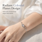 💥 S925 Sterling Silver Planet & Star Charm Bracelet – Crystal Inlaid Celestial Chain with Luminescent Planet Sphere & Pavé CZ Stars, Hypoallergenic Featherlight 5g Dainty Gift for Women & Girls 🪐