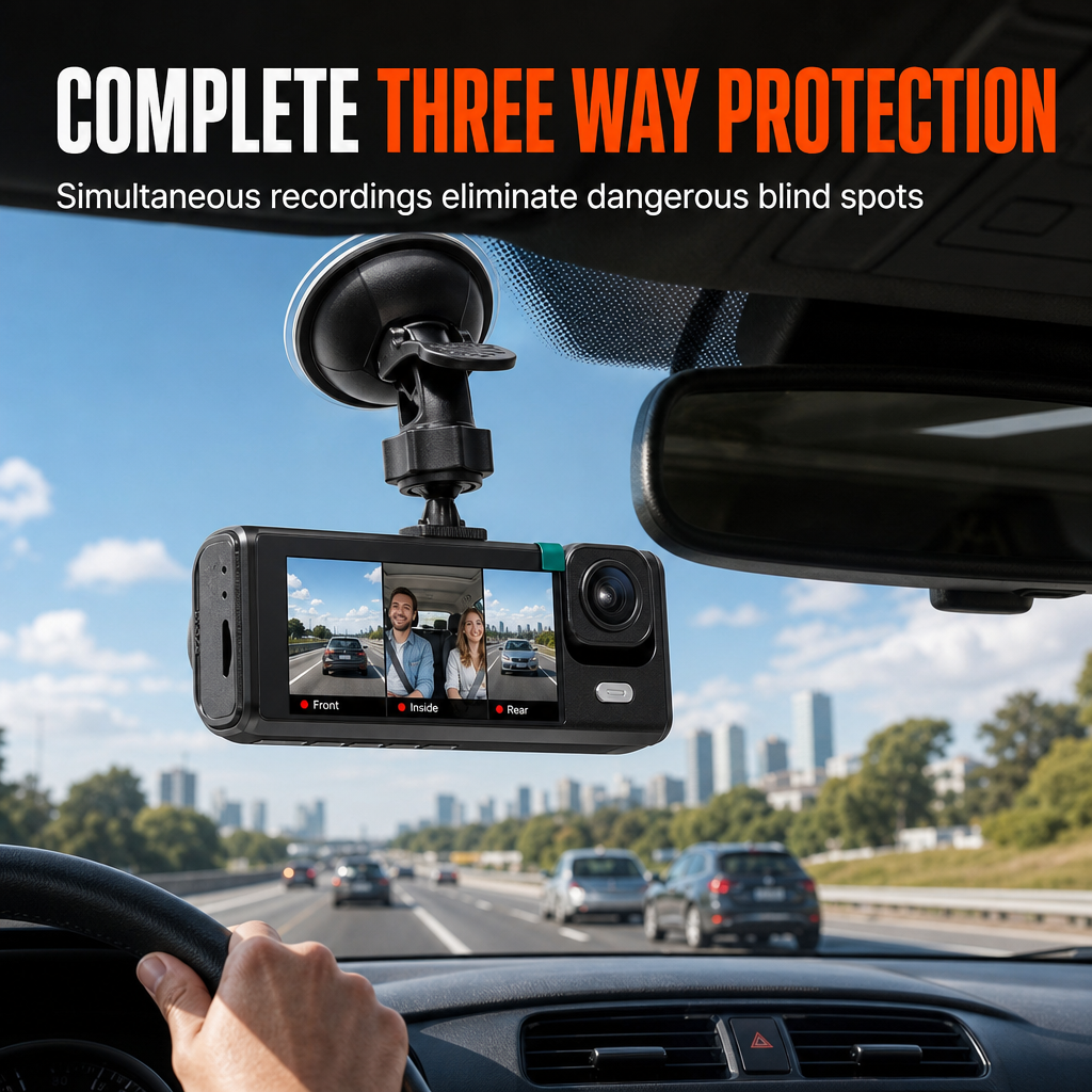 🔥2026 New Arrival🔥 🚗Safe Driving 3 Channel Camera Cycle Video Recorder