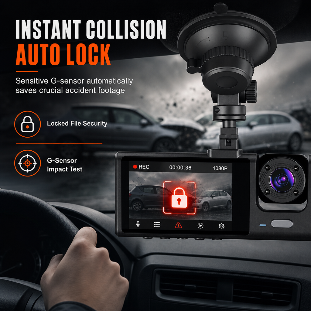🔥2026 New Arrival🔥 🚗Safe Driving 3 Channel Camera Cycle Video Recorder