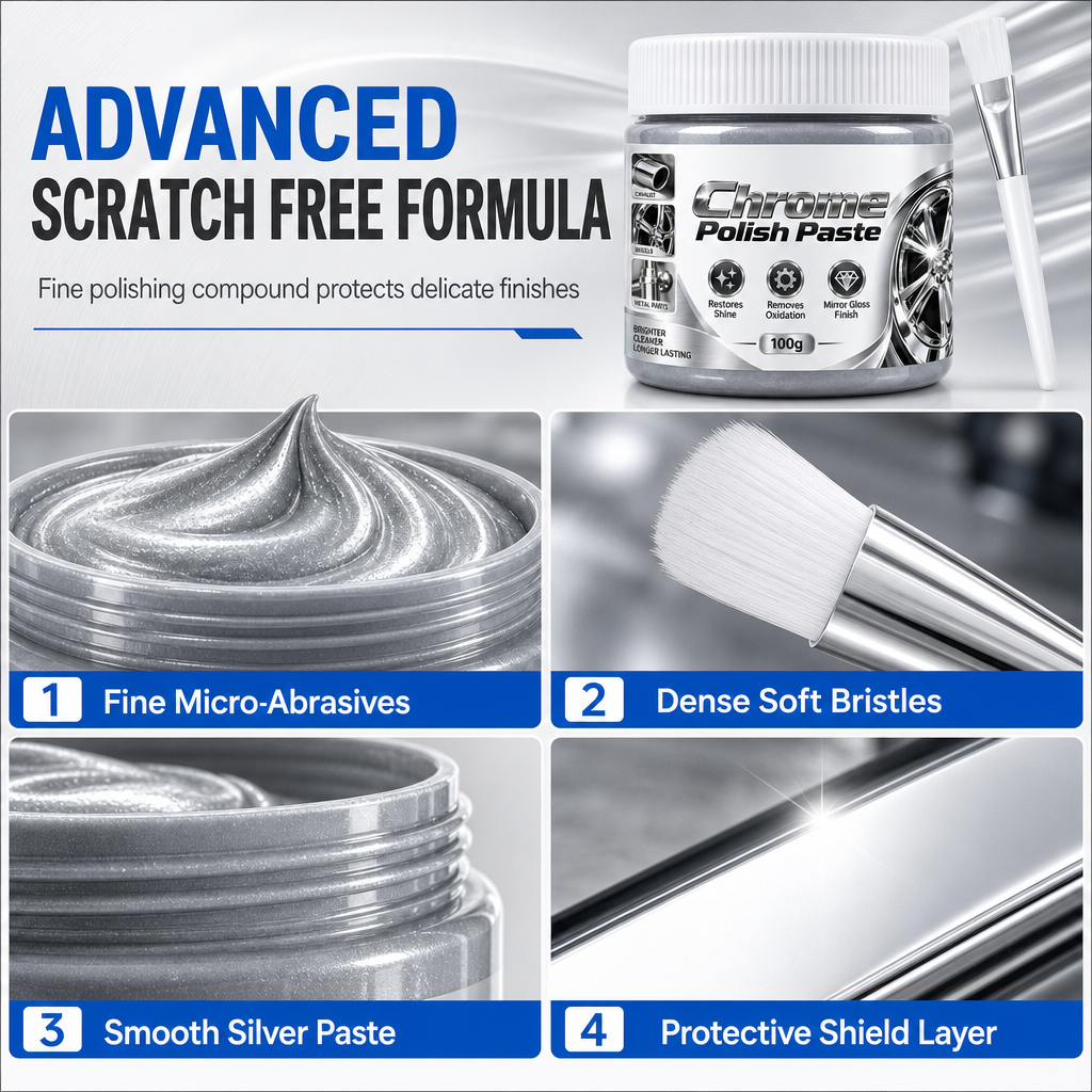 ✨Buy 2 Get 1 Free✨Metal Chrome Polish & Restorer Paste with Brush