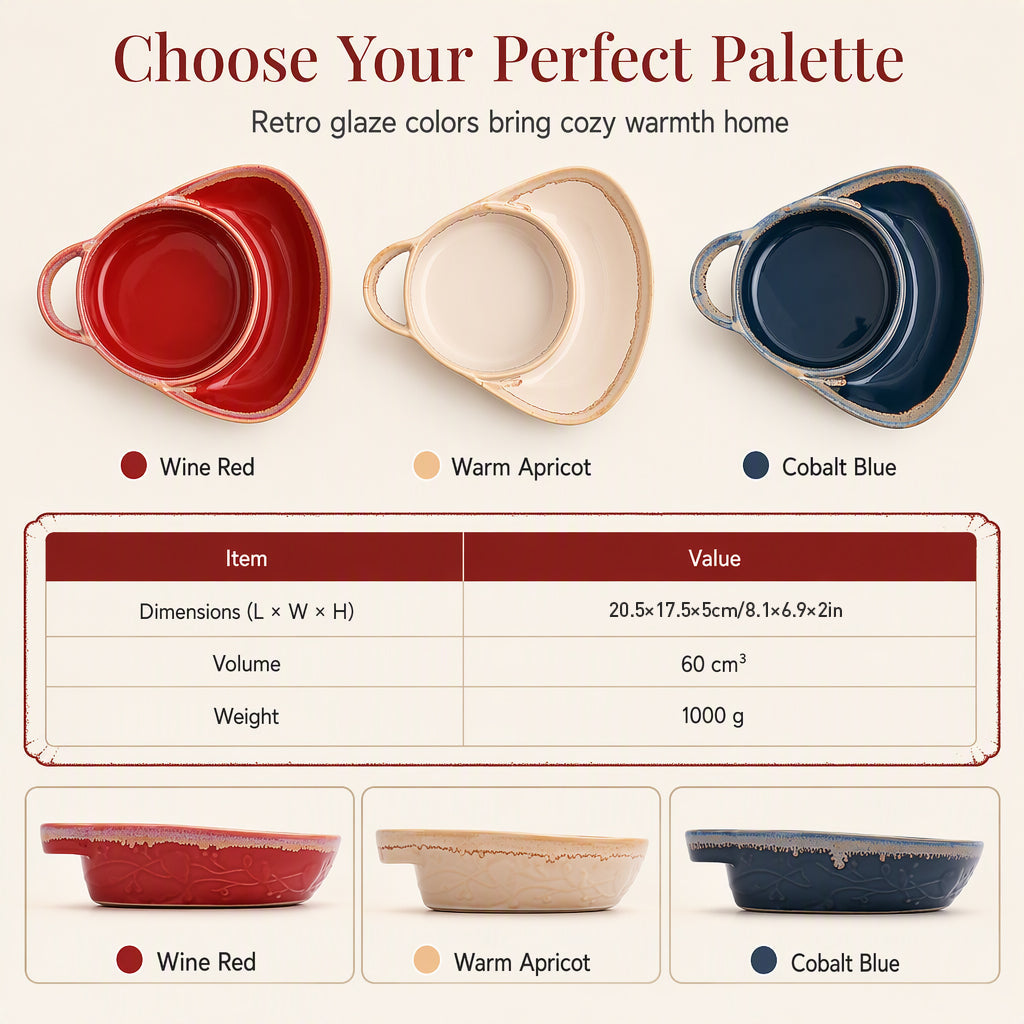 🥳2026 HOT SALE🥳💞50K+ SOLD! 🍲✨ 50% OFF! Retro Ceramic Divided Baking Dish – vintage embossed design, dual compartments keep dips & sides separate, microwave safe. Elegant dining for every occasion! ❤️✅
