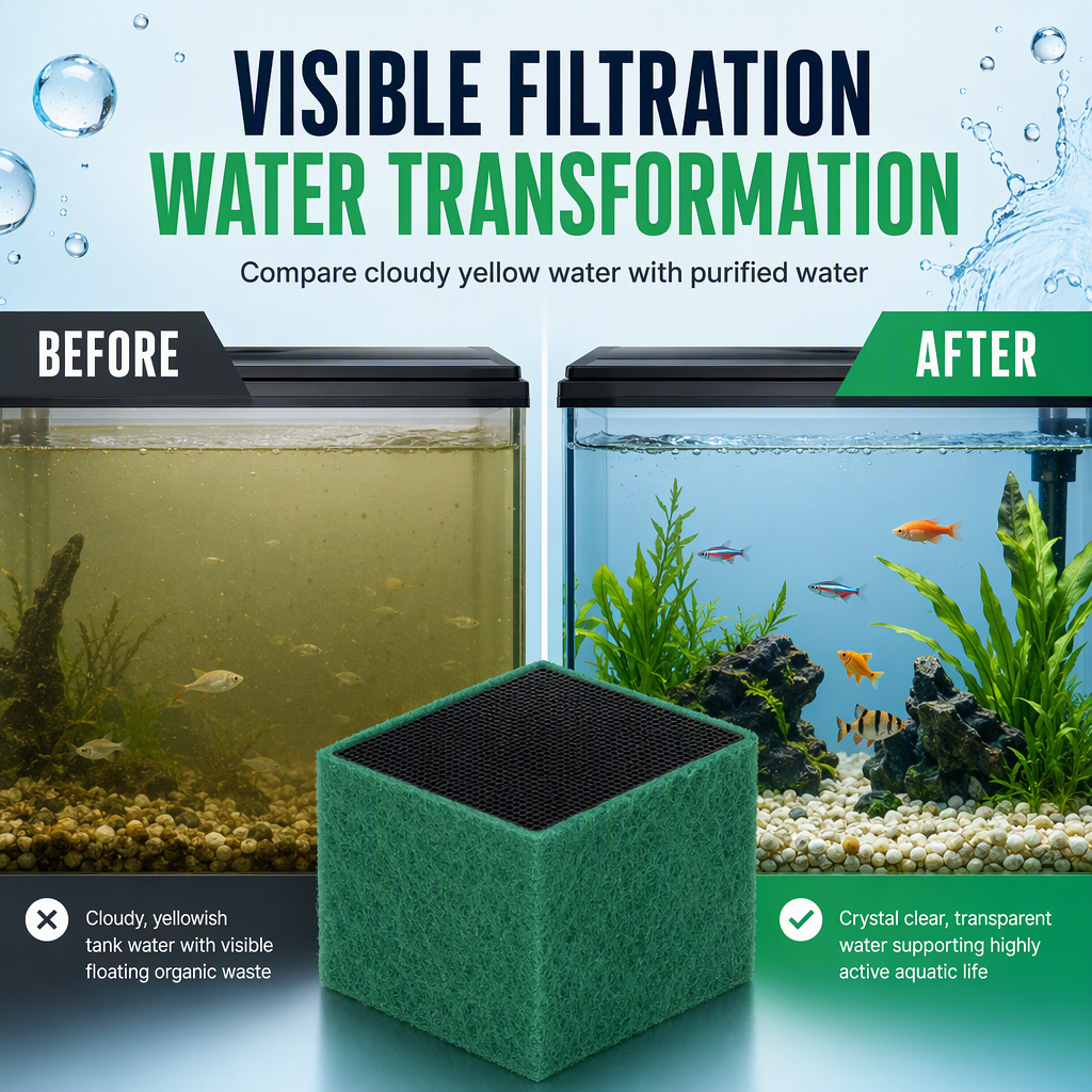 🐠 50% OFF! ✨ Activated Carbon Filter Cube – Honeycomb filtration for clear water 🛡️