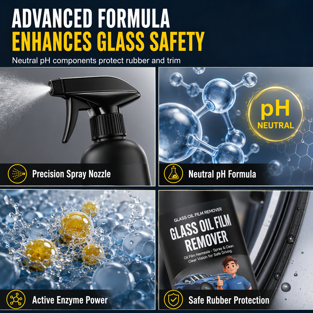 👀 Car Glass Oil Film Remover Spray – Powerful, Fast-Acting, Anti-Glare ✨
