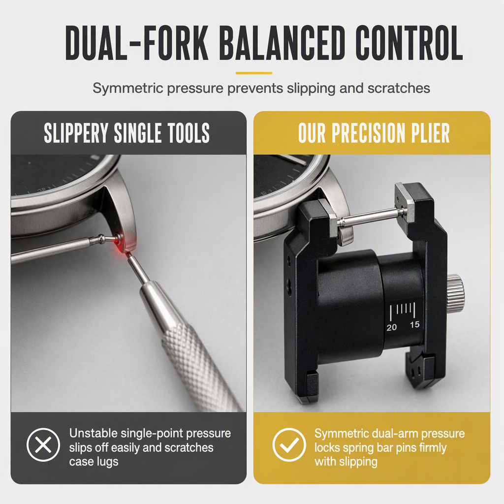 ✨ Watch Repair Tool V-Shaped Spring Bar Pliers — Adjustable & Replaceable Tips 🔧