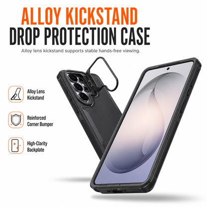 📲🛡️Shockproof Phone Case with Metal Lens Kickstand Protective Cover for Samsung Galaxy S26 S25 S24 S23 S22 Ultra Plus FE
