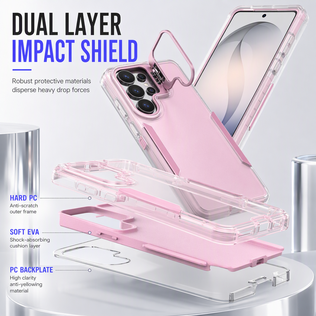 📲🛡️Shockproof Phone Case with Metal Lens Kickstand Protective Cover for Samsung Galaxy S26 S25 S24 S23 S22 Ultra Plus FE