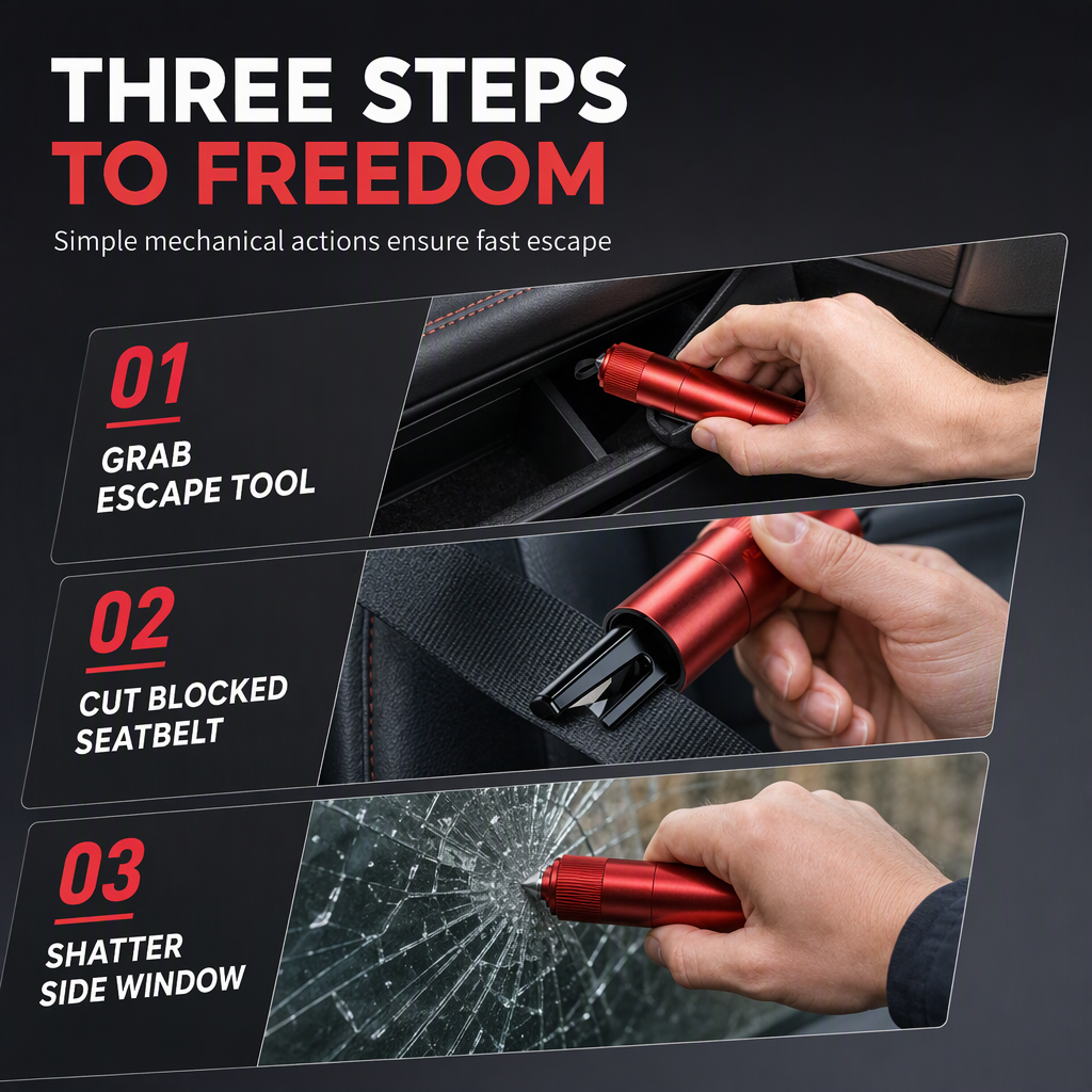 🚗 Compact Car Window Breaker and Seatbelt Cutter