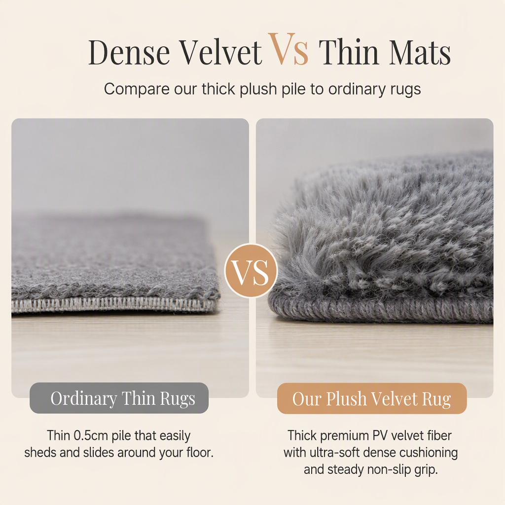 🧸 Soft Fluffy Velvet Rug: Dense Plush, Non-Shed, Cloud Comfort, for Living Room & Bedroom