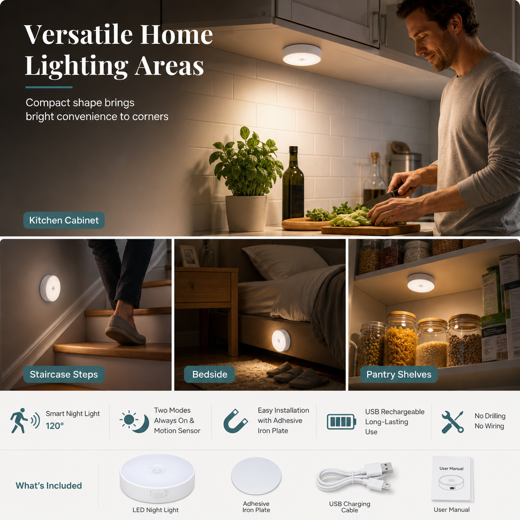 ✨ LIMITED-TIME 50% OFF ✨💡 Smart Rechargeable Wireless LED Motion Sensor Night Light – Smart Lighting for Every Corner 🌙✨
