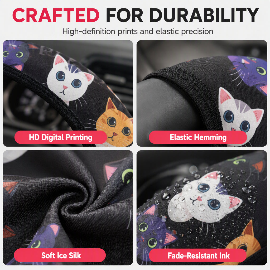 ⏳Time-Limited Special⏰Universal 38cm Ringless Silk Steering Wheel Cover Printed Breathable Car Wheel Protector for All Seasons