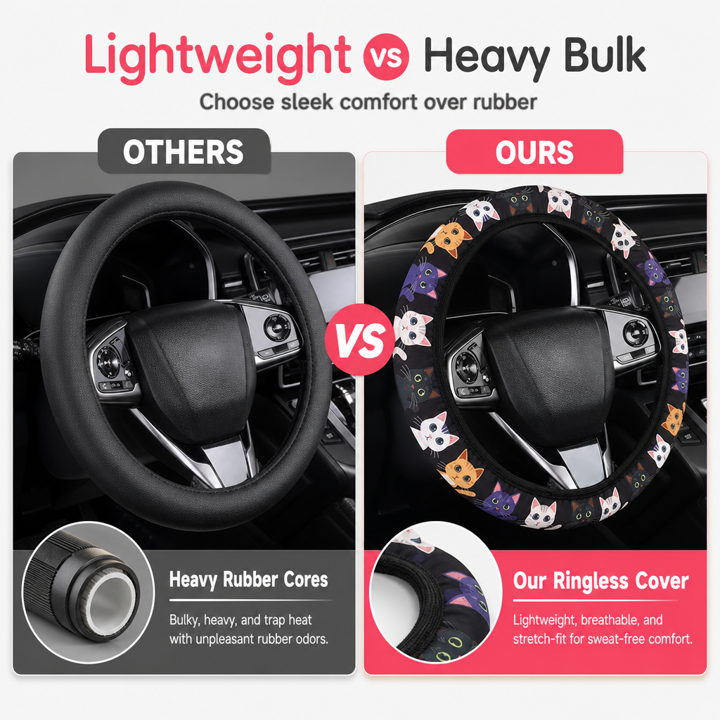 ⏳Time-Limited Special⏰Universal 38cm Ringless Silk Steering Wheel Cover Printed Breathable Car Wheel Protector for All Seasons