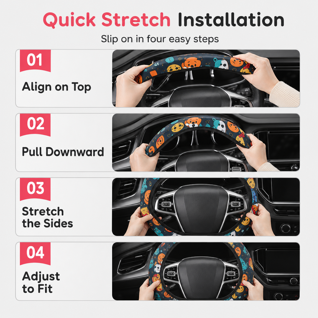 ⏳Time-Limited Special⏰Universal 38cm Ringless Silk Steering Wheel Cover Printed Breathable Car Wheel Protector for All Seasons
