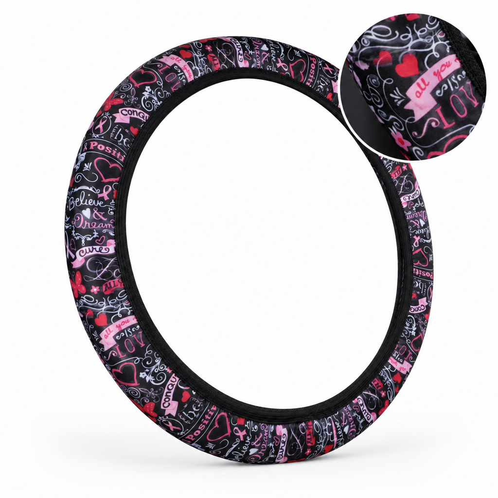 ⏳Time-Limited Special⏰Universal 38cm Ringless Silk Steering Wheel Cover Printed Breathable Car Wheel Protector for All Seasons