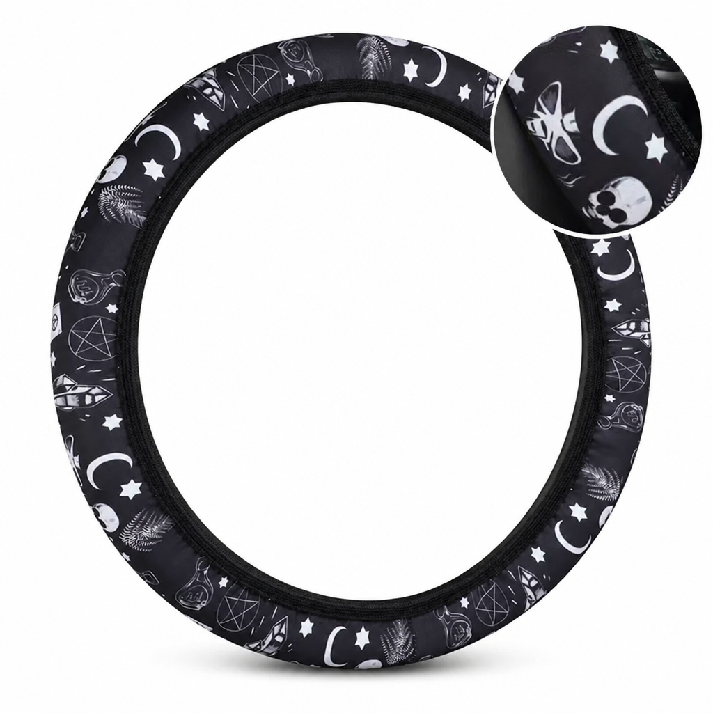 ⏳Time-Limited Special⏰Universal 38cm Ringless Silk Steering Wheel Cover Printed Breathable Car Wheel Protector for All Seasons