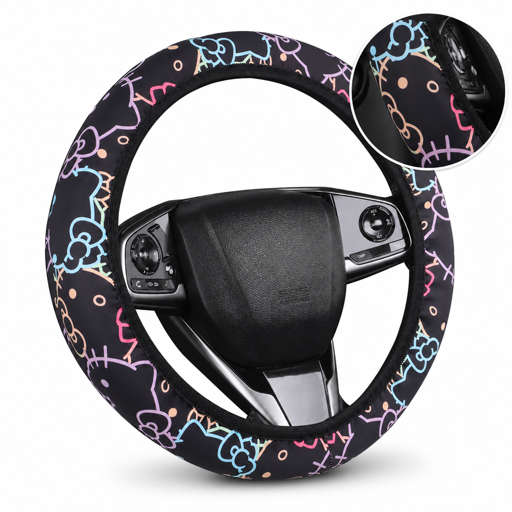 ⏳Time-Limited Special⏰Universal 38cm Ringless Silk Steering Wheel Cover Printed Breathable Car Wheel Protector for All Seasons