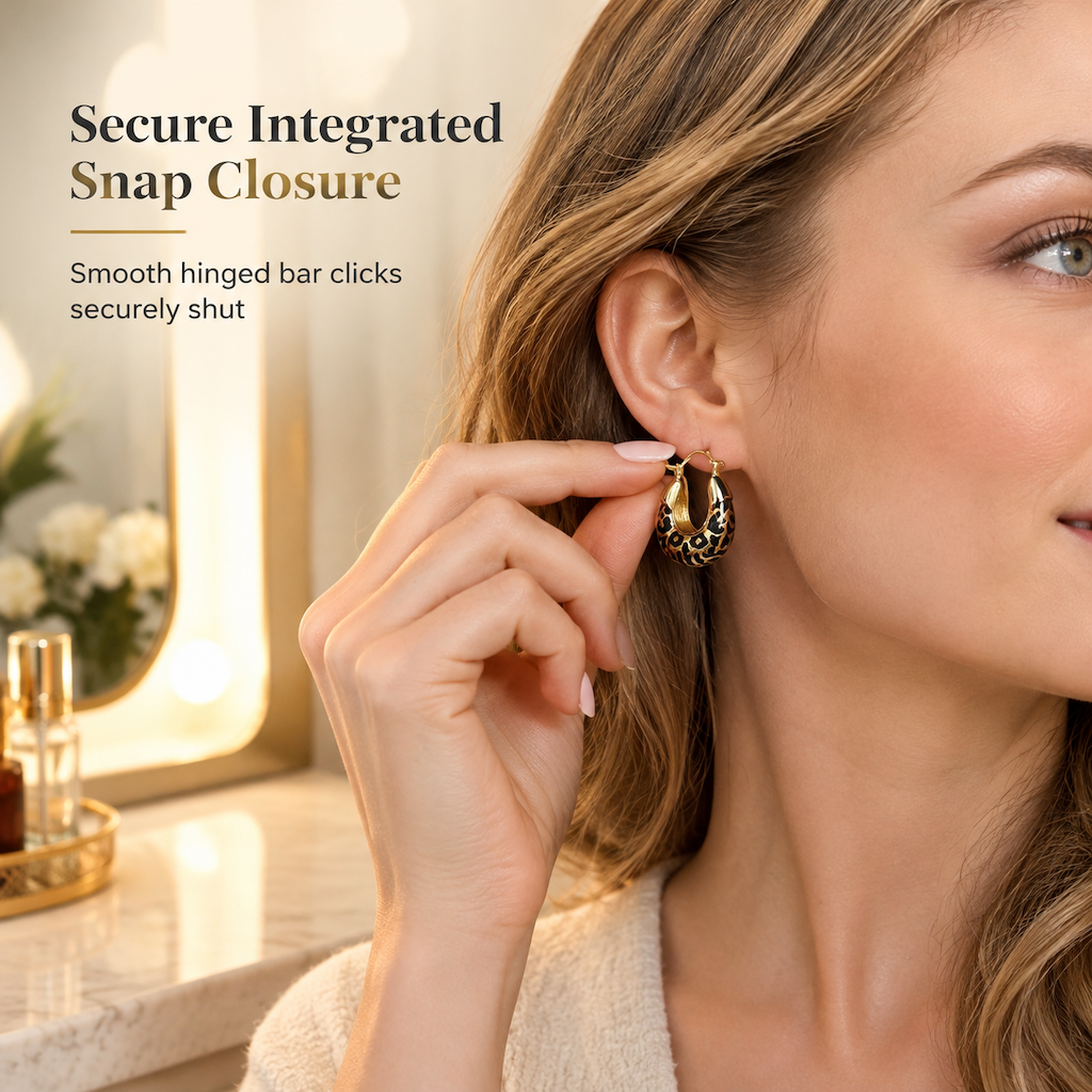 ⏳Time-Limited Special ⏰Vintage Leopard Print U Shaped Huggie Hoop Earrings for Women