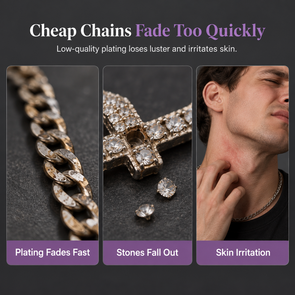 🥷 LIMITED-TIME 50% OFF! ✨ Hip Hop Double-Layer Cross Chain – Baguette Rhinestone, Figaro Links ✨