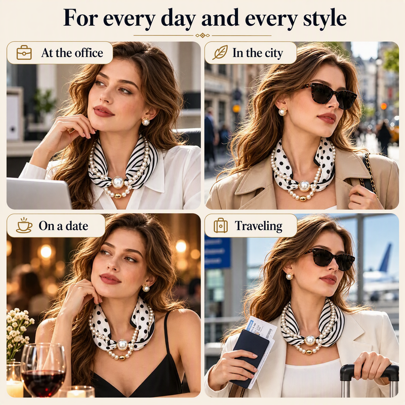 🌟New Arrival💕Magnetic Clasp Pearl Scarf Necklace