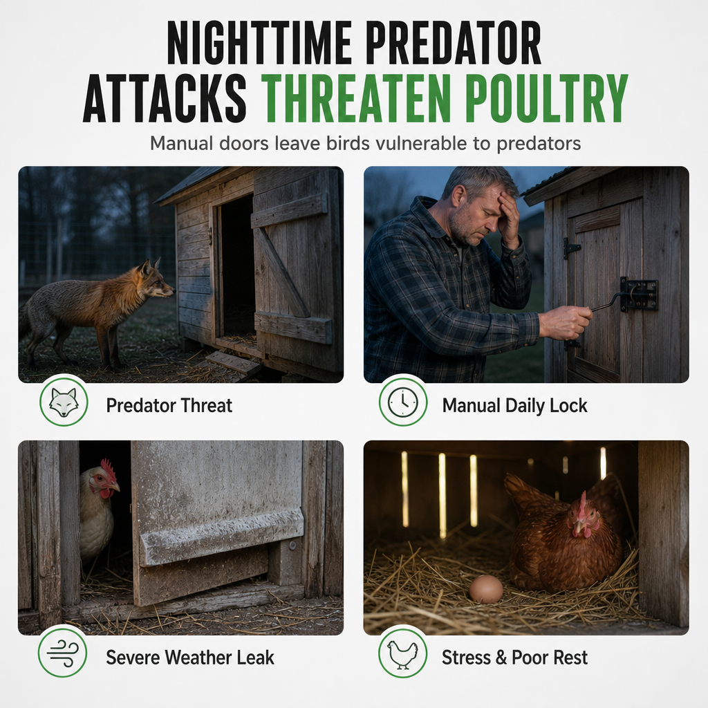 Solar Powered Automatic Chicken Coop Door with Remote Control and Anti Pinch Protection Outdoor Roll Up Poultry Door