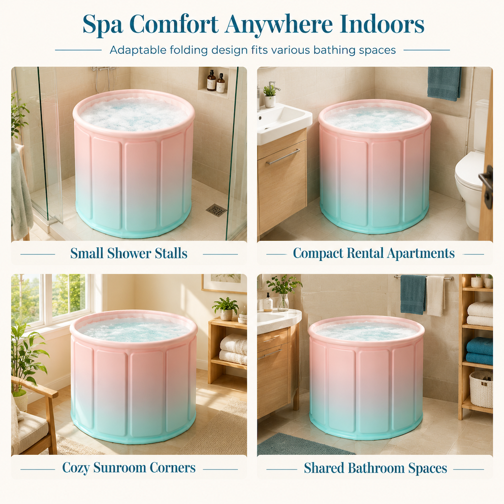 🔥 50% OFF 🛁 Portable Folding Bathtub for Adults – Large Thickened Insulated Soaking Tub with Cushion & Drain Pipe ✨