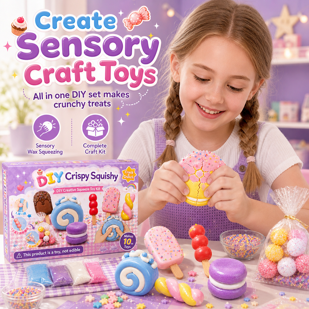 📢📢50% OFF !! ⏰DIY Crispy Squeeze Ball Toy Set with Wax Coating and Satisfying Crunchy Sound for Stress Relief