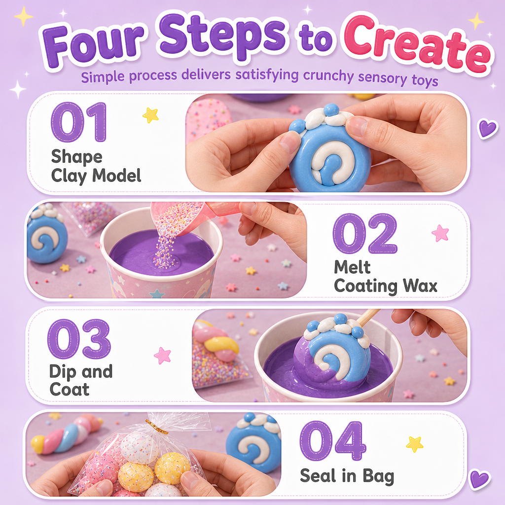 📢📢50% OFF !! ⏰DIY Crispy Squeeze Ball Toy Set with Wax Coating and Satisfying Crunchy Sound for Stress Relief