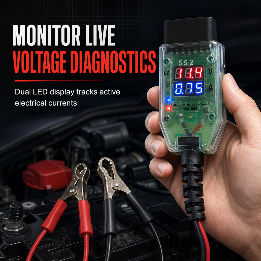 ⏳ ⏰Car OBD Battery Replacement Tool and Computer Memory Saver with Digital Display Leakage Detector