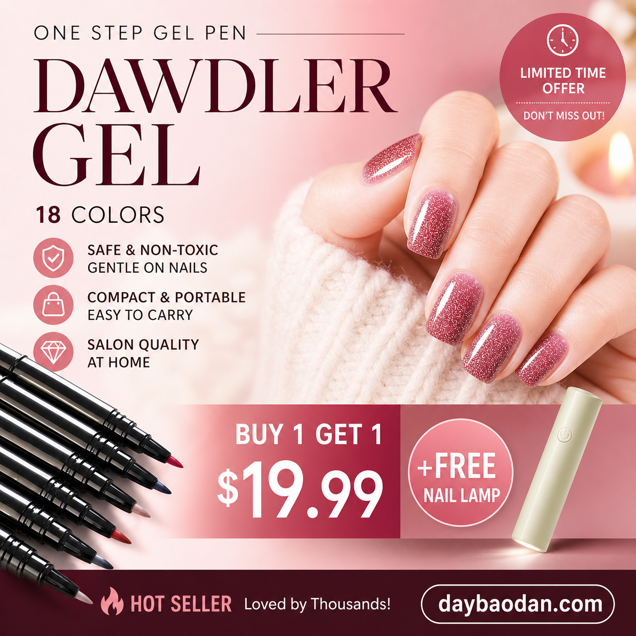 💅 Limited Time Buy 1 Get 1 Free ✨One Step Nail Gel Pen🎨Free handheld mini UV nail lamp💡