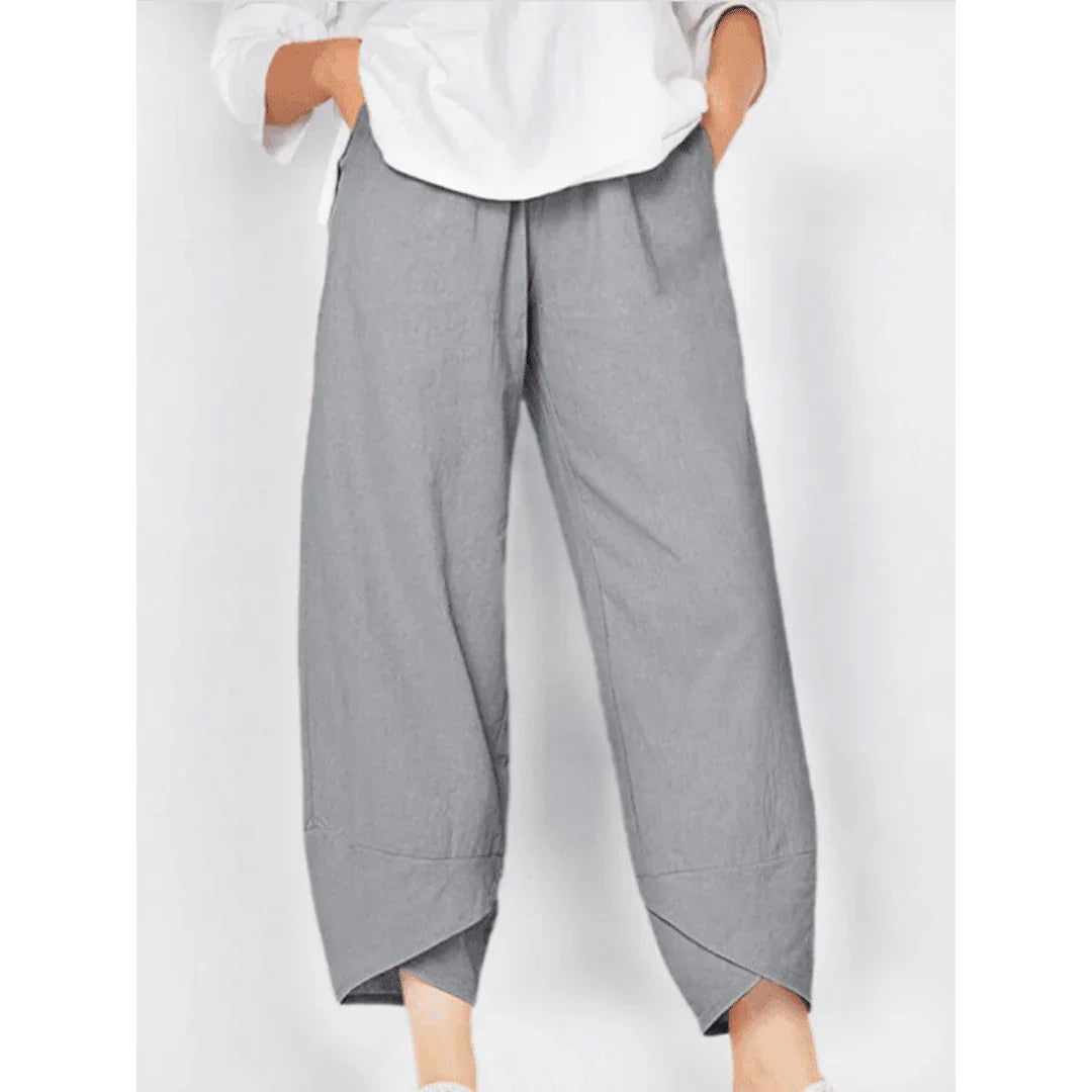 👖50% OFF NOW!✨Vintage Asymmetrical Elastic Waist Pockets Pants – Unique Design, Comfortable Fit & Functional Style🌸