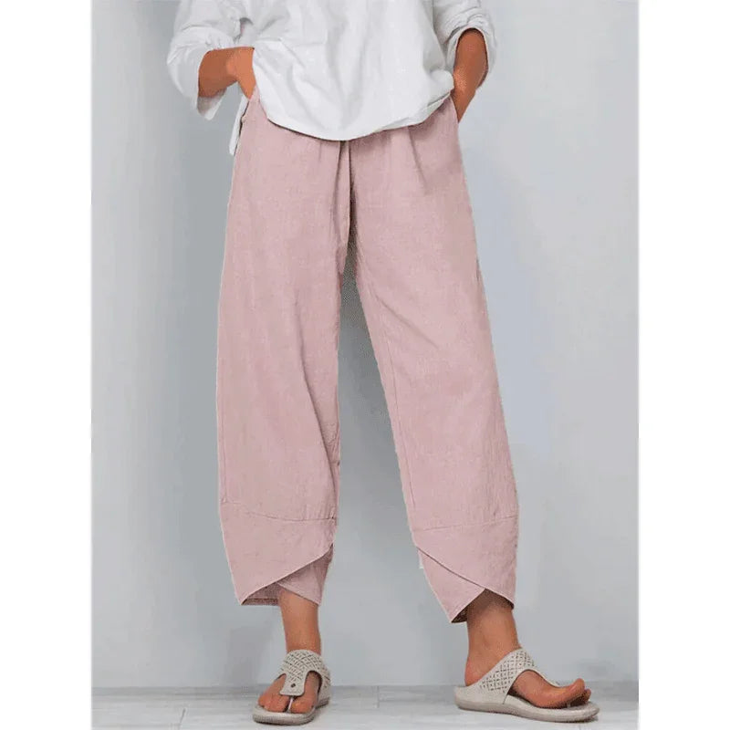 👖50% OFF NOW!✨Vintage Asymmetrical Elastic Waist Pockets Pants – Unique Design, Comfortable Fit & Functional Style🌸
