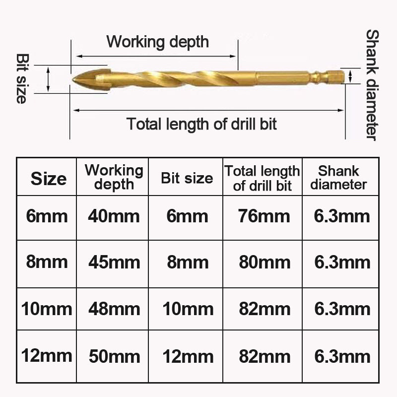 Four-Blade Cross Drill Bit（4pcs/Set）