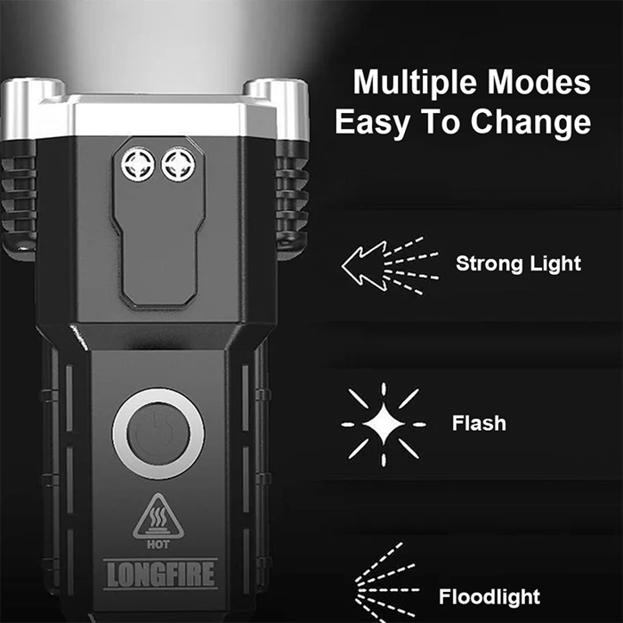 🎁2024 Christmas Hot Sale🎁🔥40% OFF🔥-Multifunctional Super Bright Rechargeable LED Flashlight Outdoor Safety Hammer