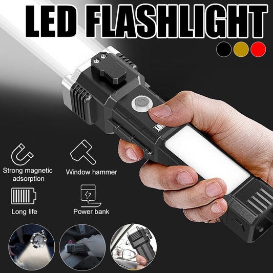 🎁2024 Christmas Hot Sale🎁🔥40% OFF🔥-Multifunctional Super Bright Rechargeable LED Flashlight Outdoor Safety Hammer