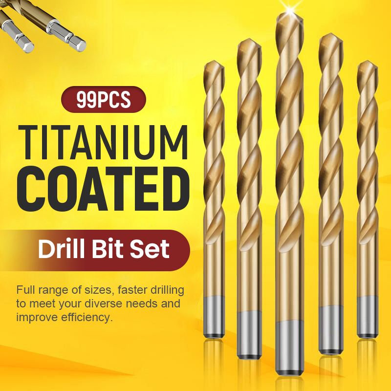 Factory Outlet-99pcs Titanium Coated Drill Bit Set