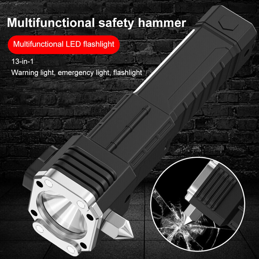 🎁2024 Christmas Hot Sale🎁🔥40% OFF🔥-Multifunctional Super Bright Rechargeable LED Flashlight Outdoor Safety Hammer