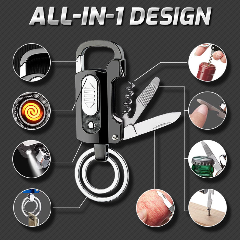 All-in-one car keychain lighter