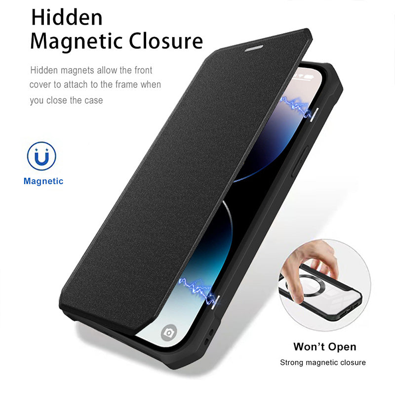 Magnetic Flip Case for iPhone with Card Slot - clarioy