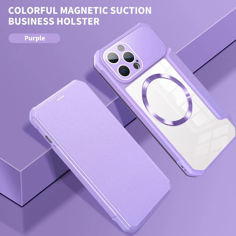 Magnetic Flip Case for iPhone with Card Slot - clarioy