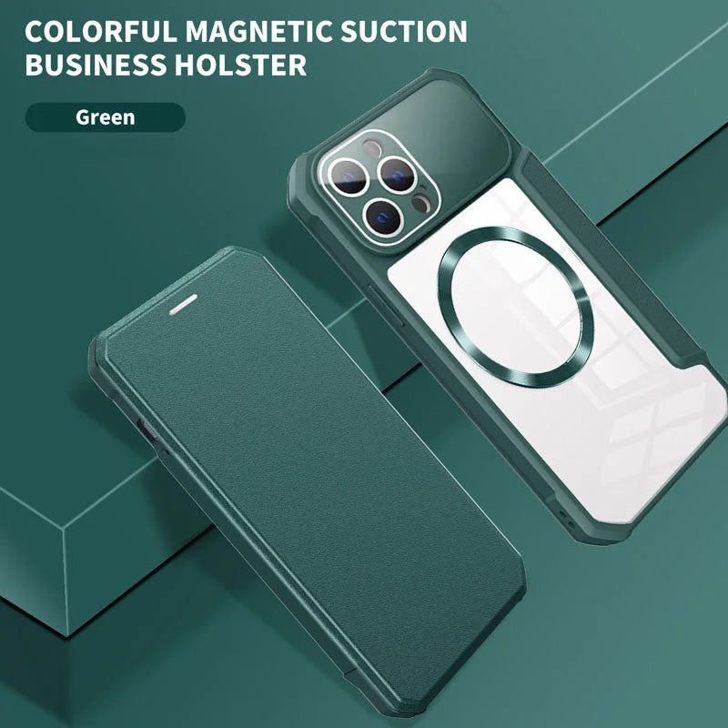 Magnetic Flip Case for iPhone with Card Slot - clarioy